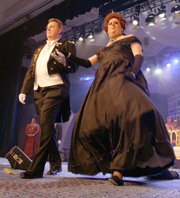 La Diva (right), escorted by Tree, at the Imperial Court of New York's 2010 Night of a Thousand Gowns