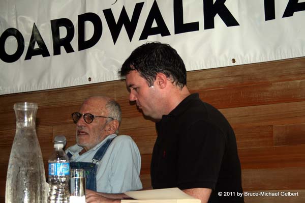 Larry Kramer, interviewed by the New York Times' Patrick Healy, at the Blue Whale, Fire Island Pines, on July 16, 2011 photo by Bruce-Michael Gelbert