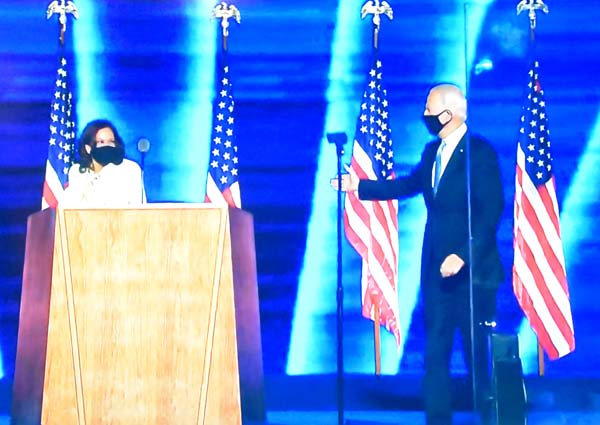 Kamala Harris & Joe Biden November 7 Victory Speech - still by Bruce-Michael Gelbert