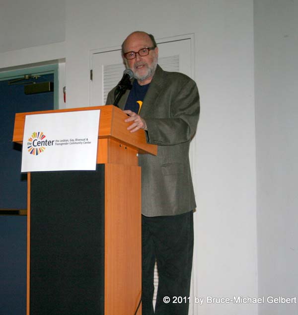 Arnie Kantrowitz, speaking at a memorial for Gay Activist Arthur Evans at the LGBTQ Community Center in 2011